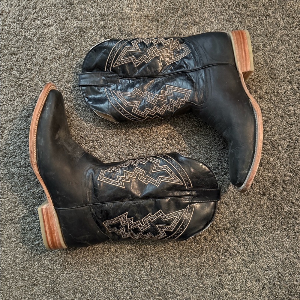 Black Leather Cowboy Boots
